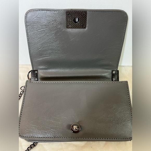 La Polo Women’s Crossbody Bag Gray Silver Faux Leather Patches Designer Purse - Picture 14 of 14